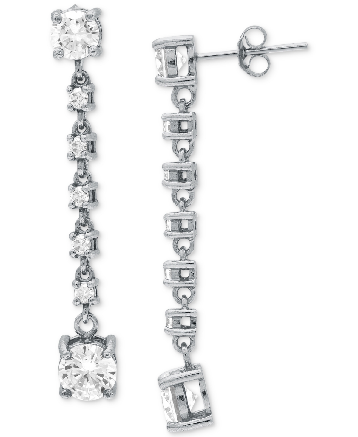 Cubic Zirconia Linear Drop Earrings, Created for Macy's - Rose Gold Over Silver