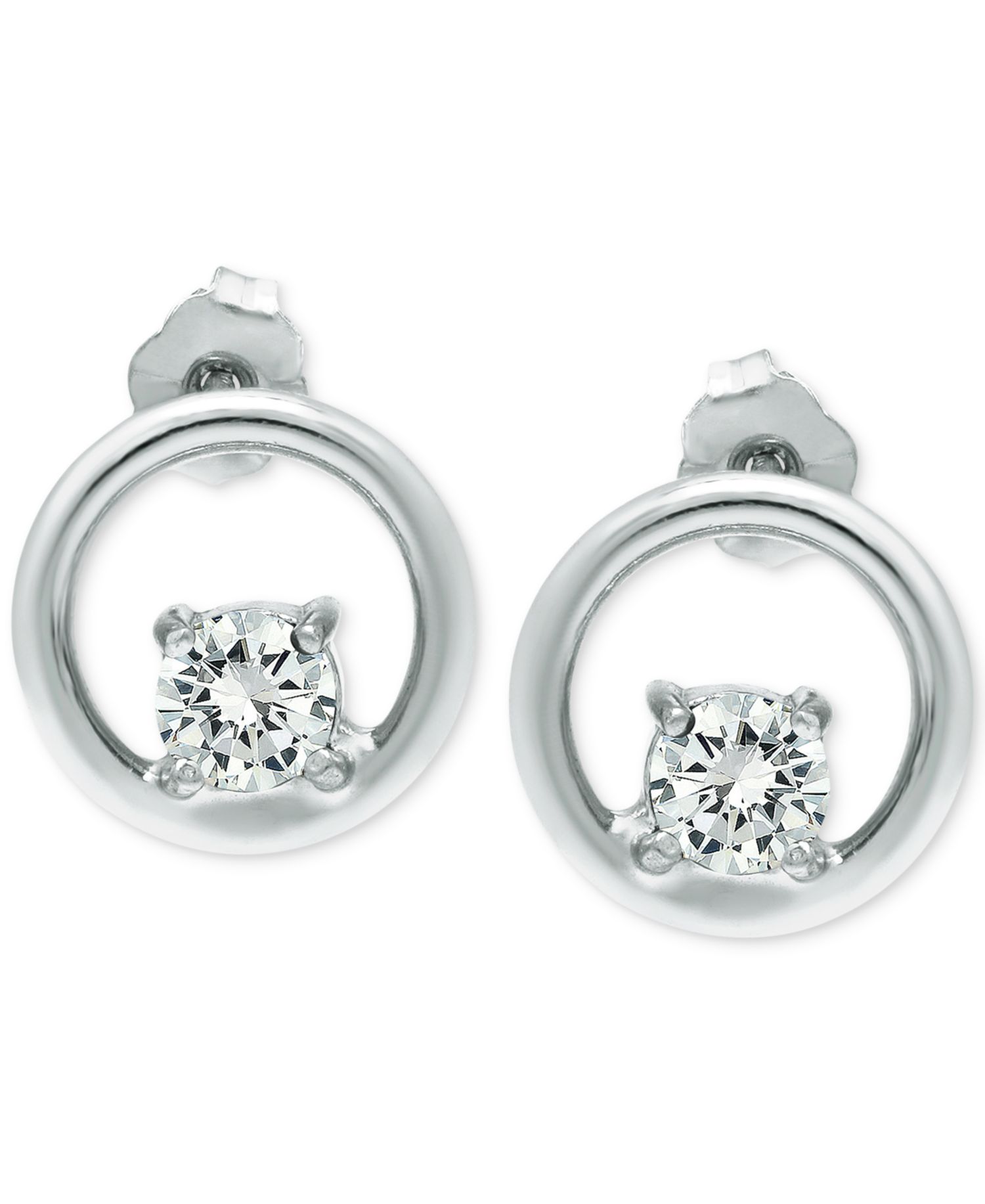 Cubic Zirconia Circle Stud Earrings