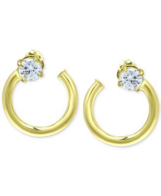 Cubic Zirconia Front & Back Hoop Earrings, Created for Macy's