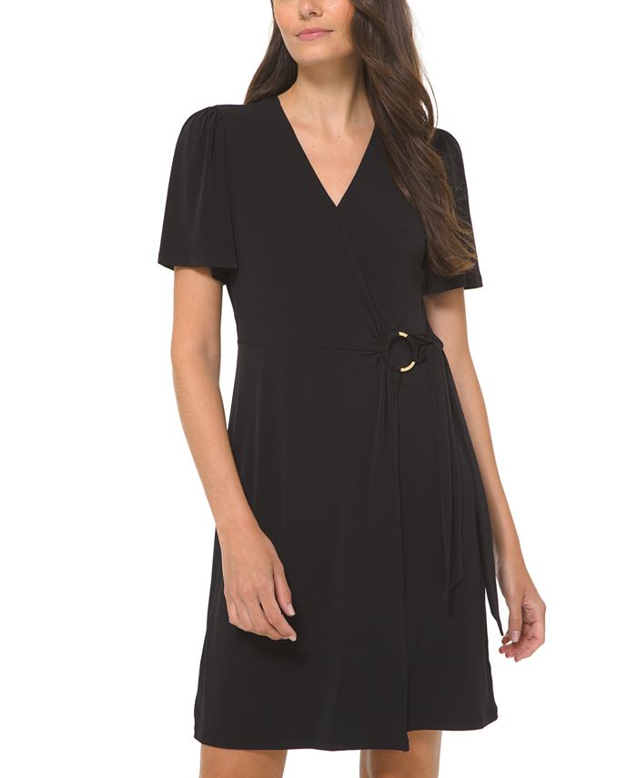Michael Kors Plus Size O-Ring Faux-Wrap Dress - Macy's