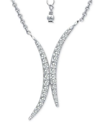 Cubic Zirconia Double Curve 16" Statement Necklace, Created for Macy's