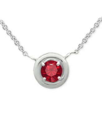 Red Cubic Zirconia Framed 16" Pendant Necklace