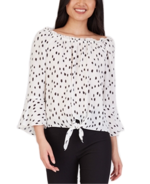 image of Bcx Juniors- Bell-Sleeve Printed Blouse