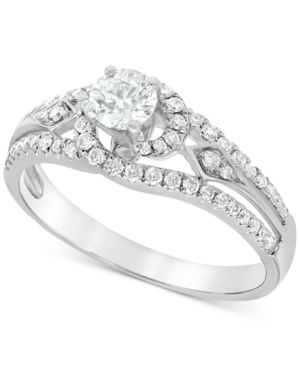 image of Diamond (3/4 ct. t.w.) Swirl Engagement Ring in 14k White Gold