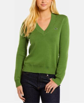 lacoste v neck sweater women's