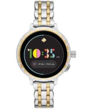 image of kate spade new york Women-s Scallop 2 Two-Tone Stainless Steel Bracelet Smart Watch 41mm, Powered by Wear Os by Google
