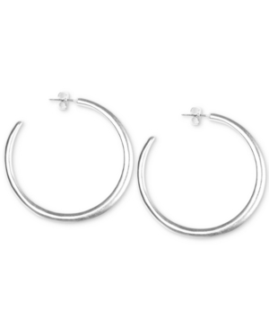 image of Lucky Brand Silver-Tone Medium Open Hoop Earrings, 1.75