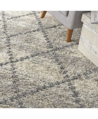 Oslo Shag OSL01 Ivory and Gray 7'10" x 10'6" Area Rug