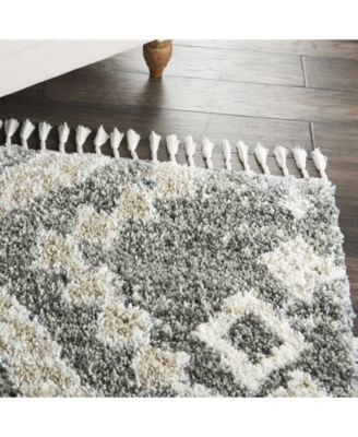 Oslo Shag OSL02 Gray and Ivory 4' x 6' Area Rug