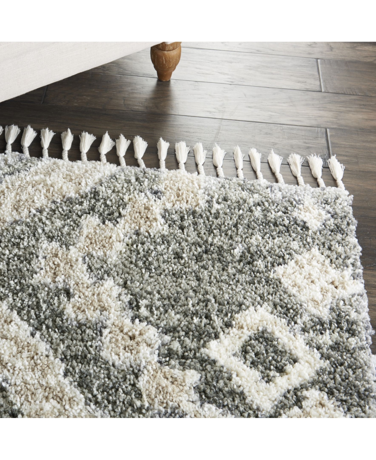 NOURISON HOME OSLO SHAG OSL02 GRAY AND IVORY 4' X 6' AREA RUG 