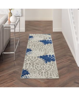 Aloha ALH05 Ivory and Navy 2'3" x 8' Runner Rug