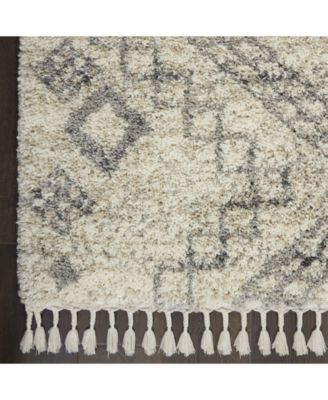 Oslo Shag OSL02 Ivory and Gray 4' x 6' Area Rug