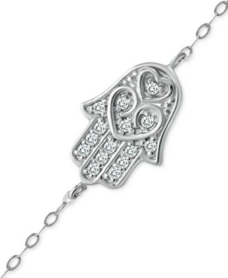 Cubic Zirconia Hamsa Hand Ankle Bracelet, Created for Macy's