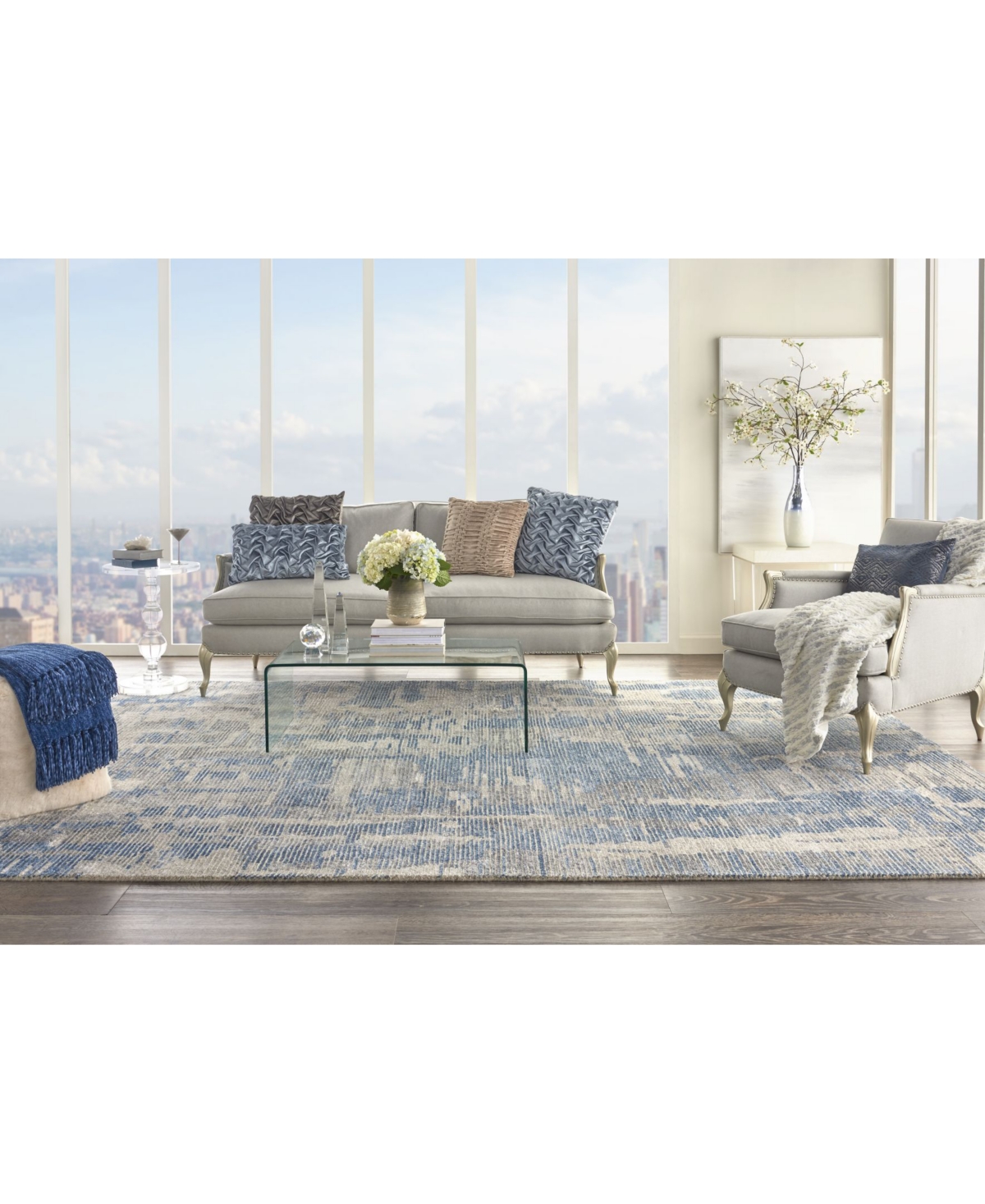 Nourison Home Ellora ELL01 Blue 8'6" x 11'6" Area Rug