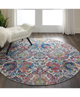 Nourison Home Ankara Global Anr06 Ivory Blue Rug In Multi