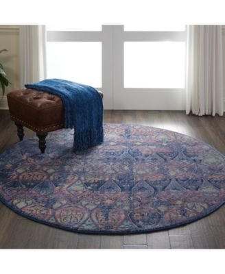 Ankara Global ANR08 Navy and Multi 6' Round Rug