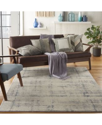 Rustic Textures RUS06 Ivory and Blue 5'3" x 7'3" Area Rug