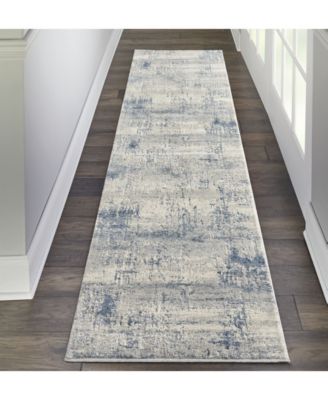 Rustic Textures RUS10 Ivory and Blue Rug