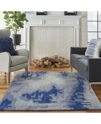 Nourison Home Symmetry Smm10 Gray Blue Rug In Blue