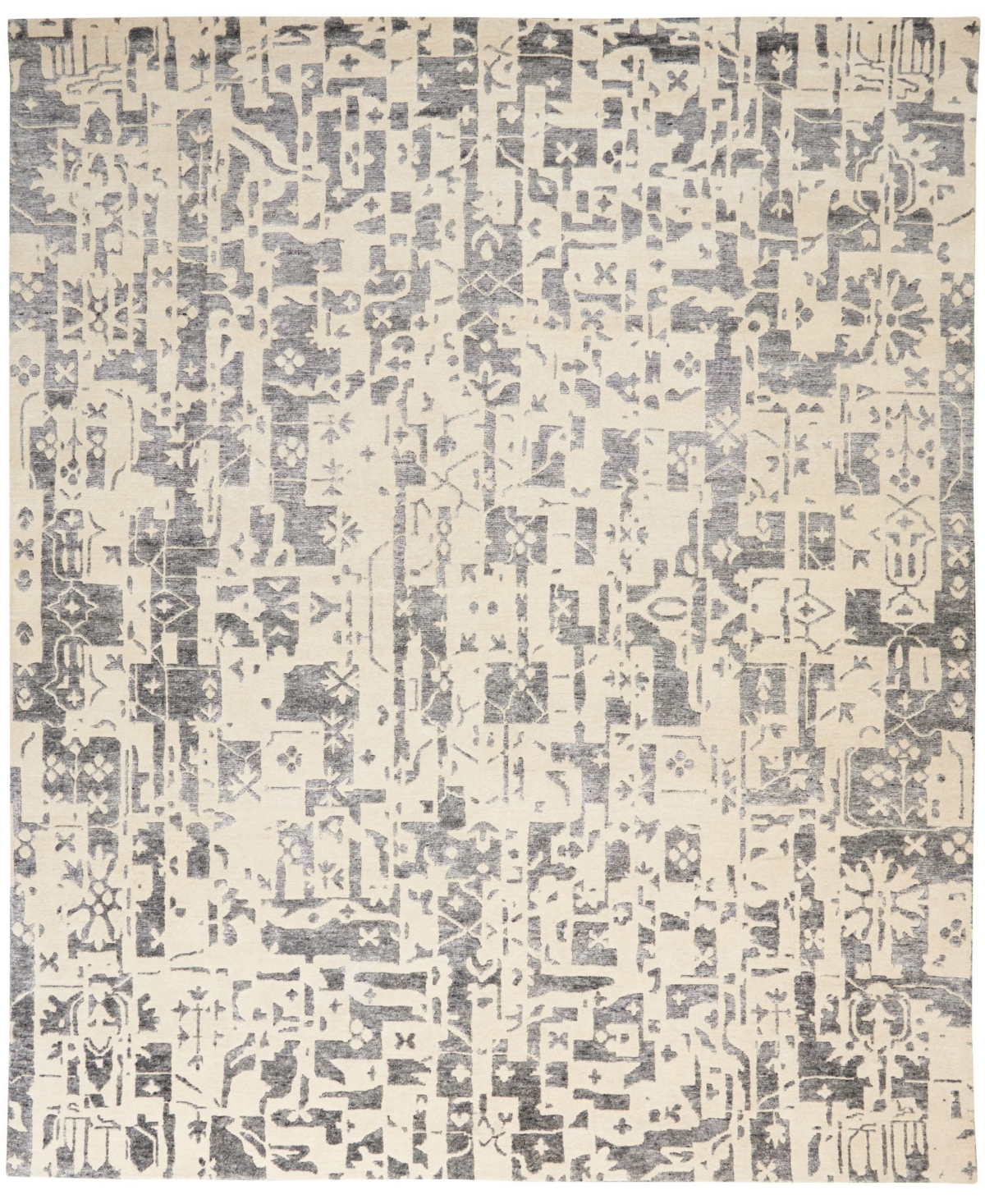 Nourison Home Silk Shadows SHA19 Ivory and Gray 3'9in x 5'9in Area Rug - Ivory/Gray