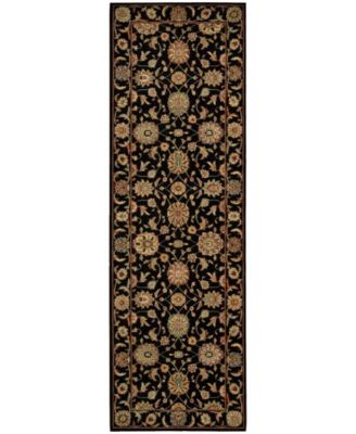 Living Treasures LI05 Black 2'6" x 8' Runner Rug