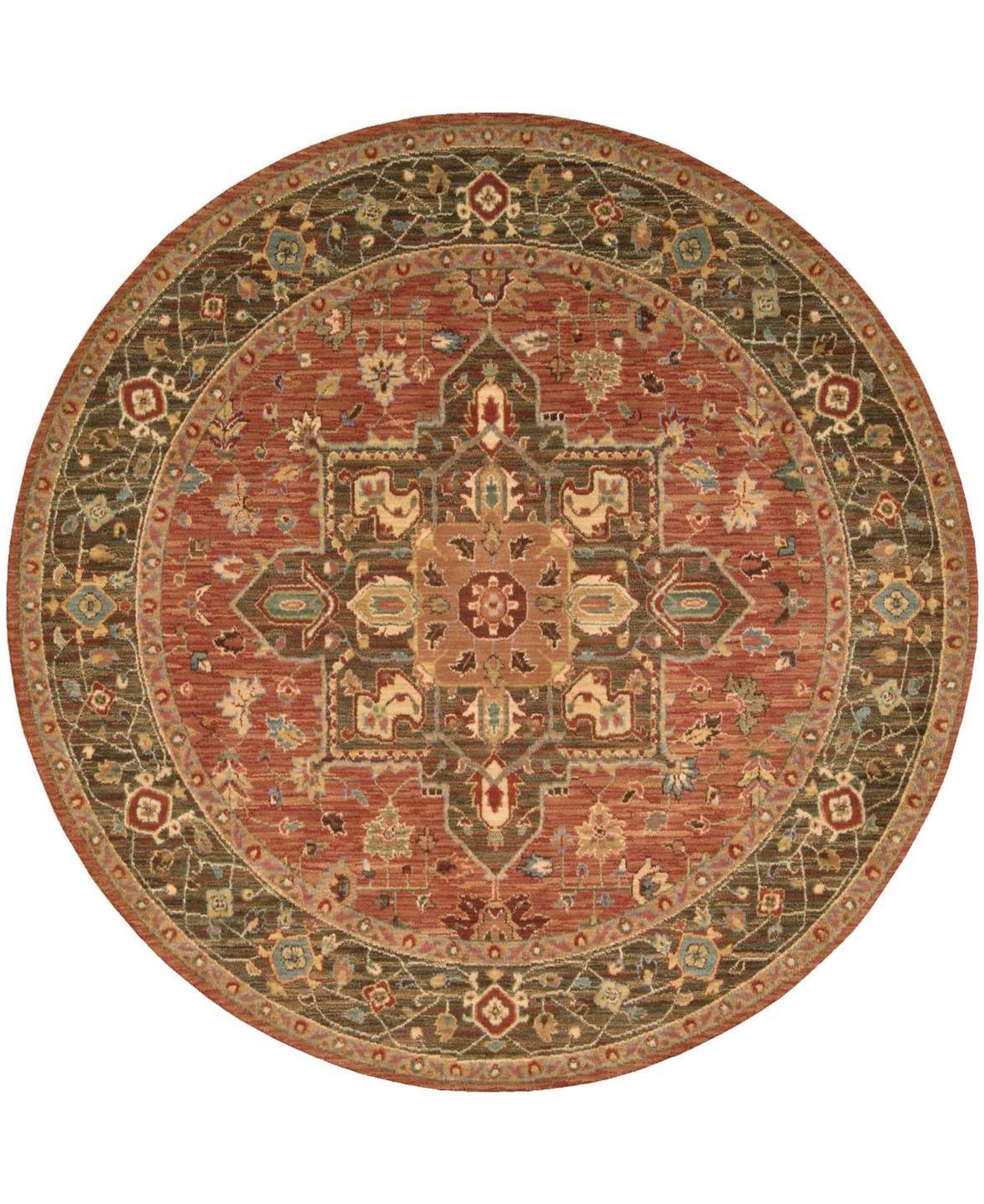 Nourison Home Living Treasures LI01 Rust 5'10in Round Rug - Rust
