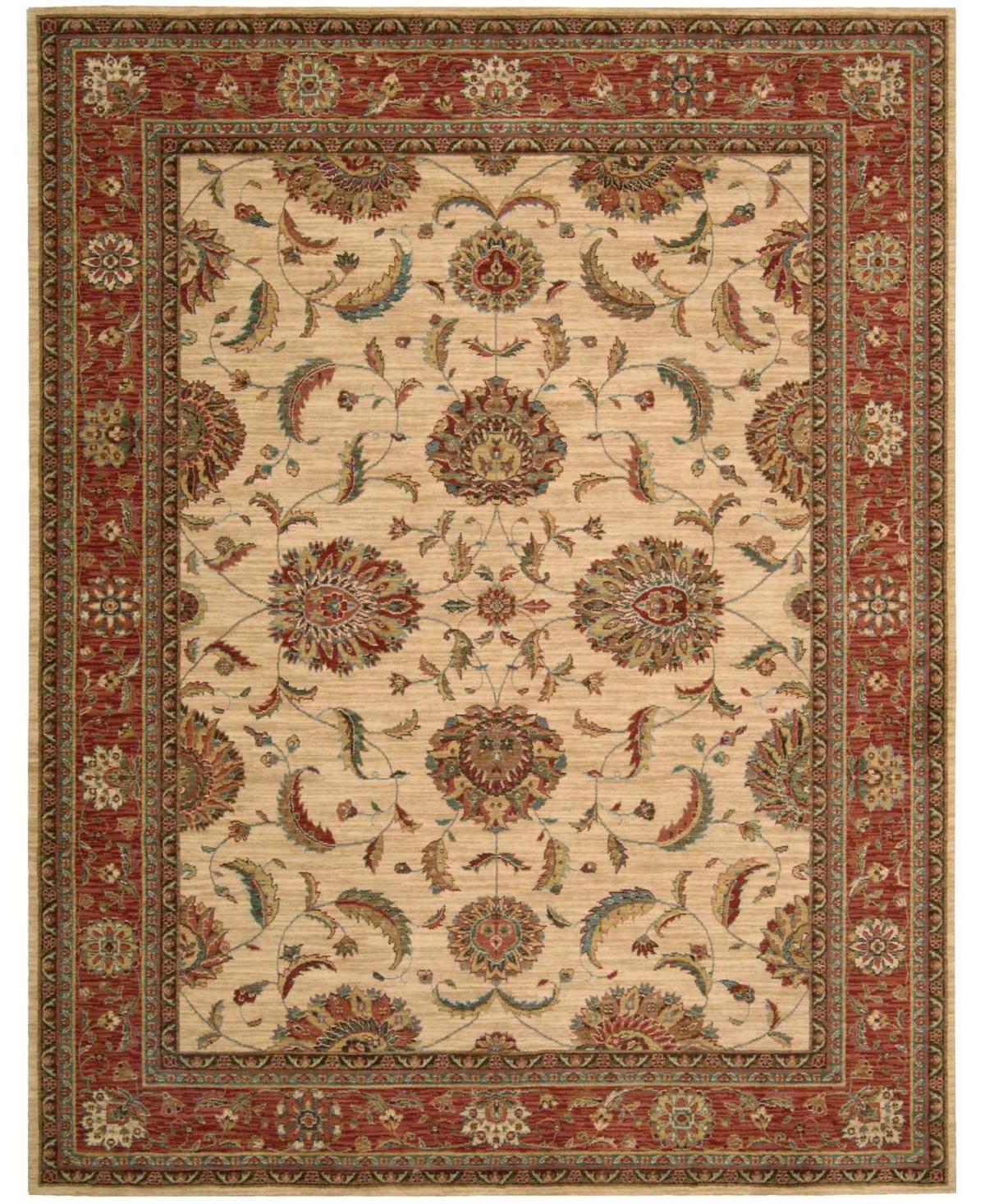 Nourison Home Living Treasures LI04 Ivory and Red 7'6in x 9'6in Area Rug - Ivory/red