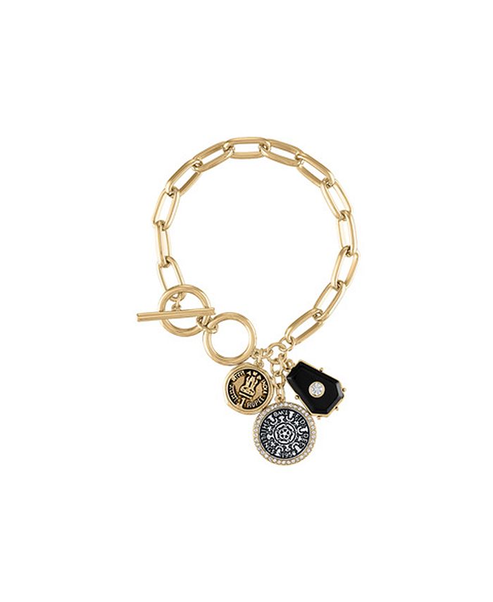 RACHEL Rachel Roy Two Tone Coin Charm Toggle Bracelet Macy s