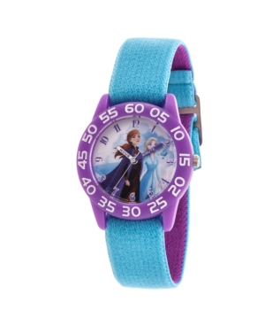 Ewatchfactory Kids' Disney Frozen 2 Elsa And Anna Girls' Purple Plastic Time Teacher Watch 32mm In Blue