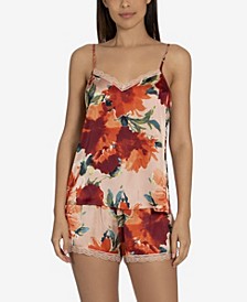 Orianna Printed Cami Top Set with Lace Trim