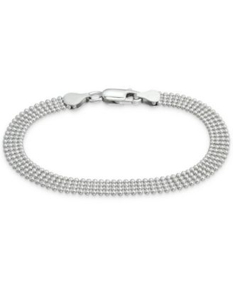 Giani Bernini - Sterling Silver Bracelet, 7"  6mm Multi-Row Bead Link Chain