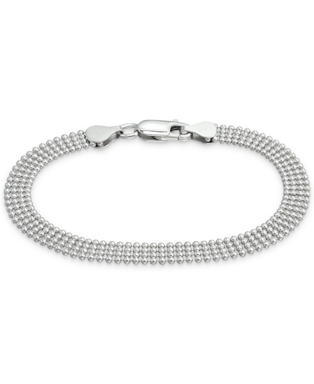 Sterling Silver Bracelet Four Row Bead Chain - Silver