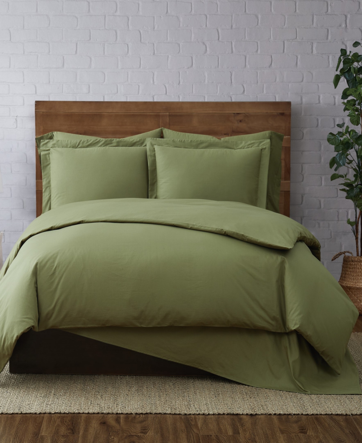 Brooklyn Loom Solid Cotton Percale 3-Pc. Duvet Set