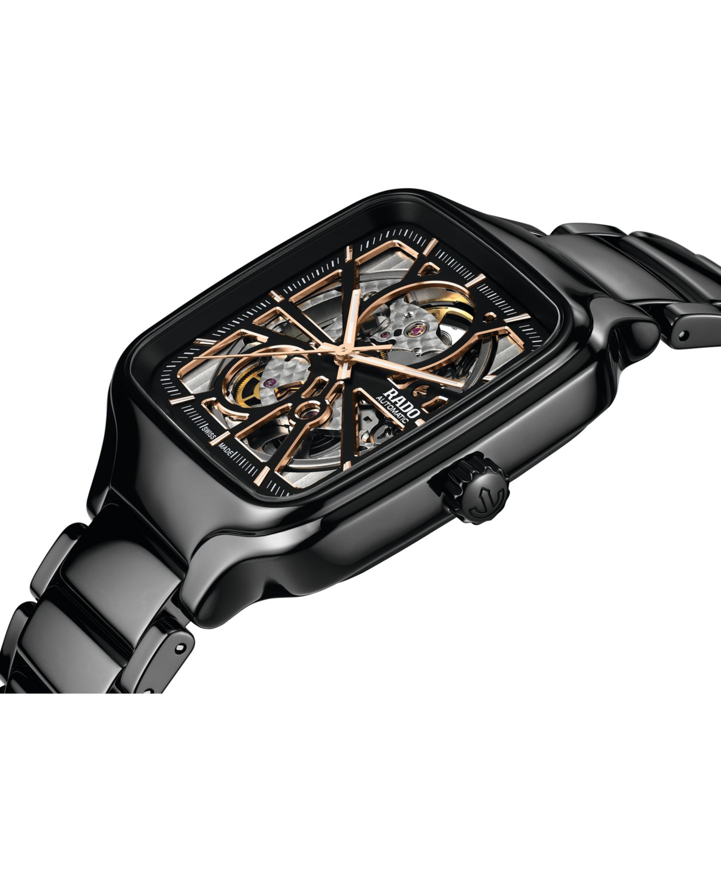 Часы Rado Unisex Swiss Automatic True Square Open Heart Black Ceramic Bracelet Watch 38x38mm — фото 7