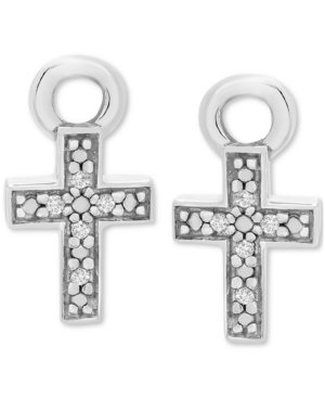 image of Diamond Accent Cross Earring Charms in Sterling Silver