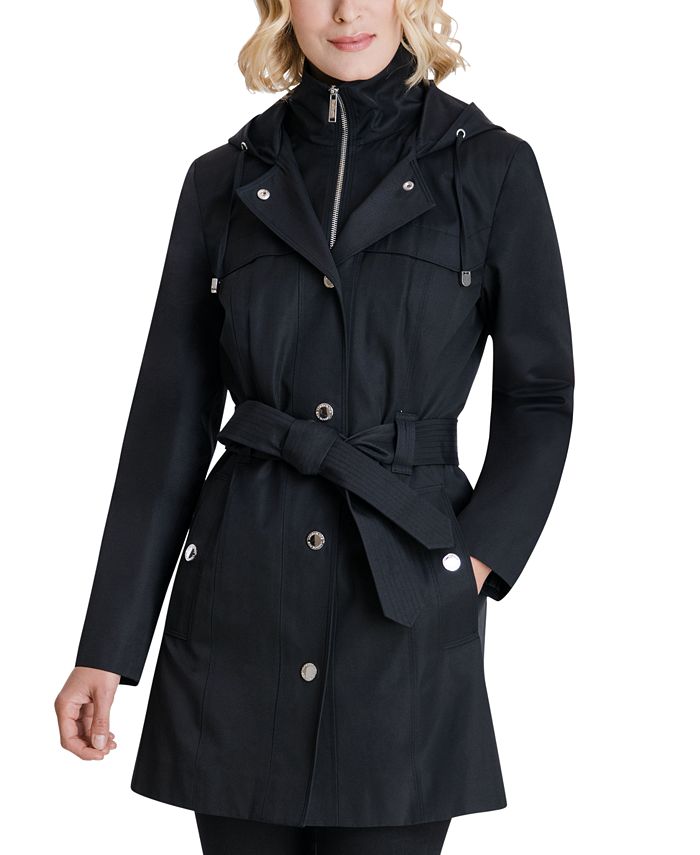 London Fog Hooded Bibbed Belted Water-Resistant Raincoat & Reviews ...