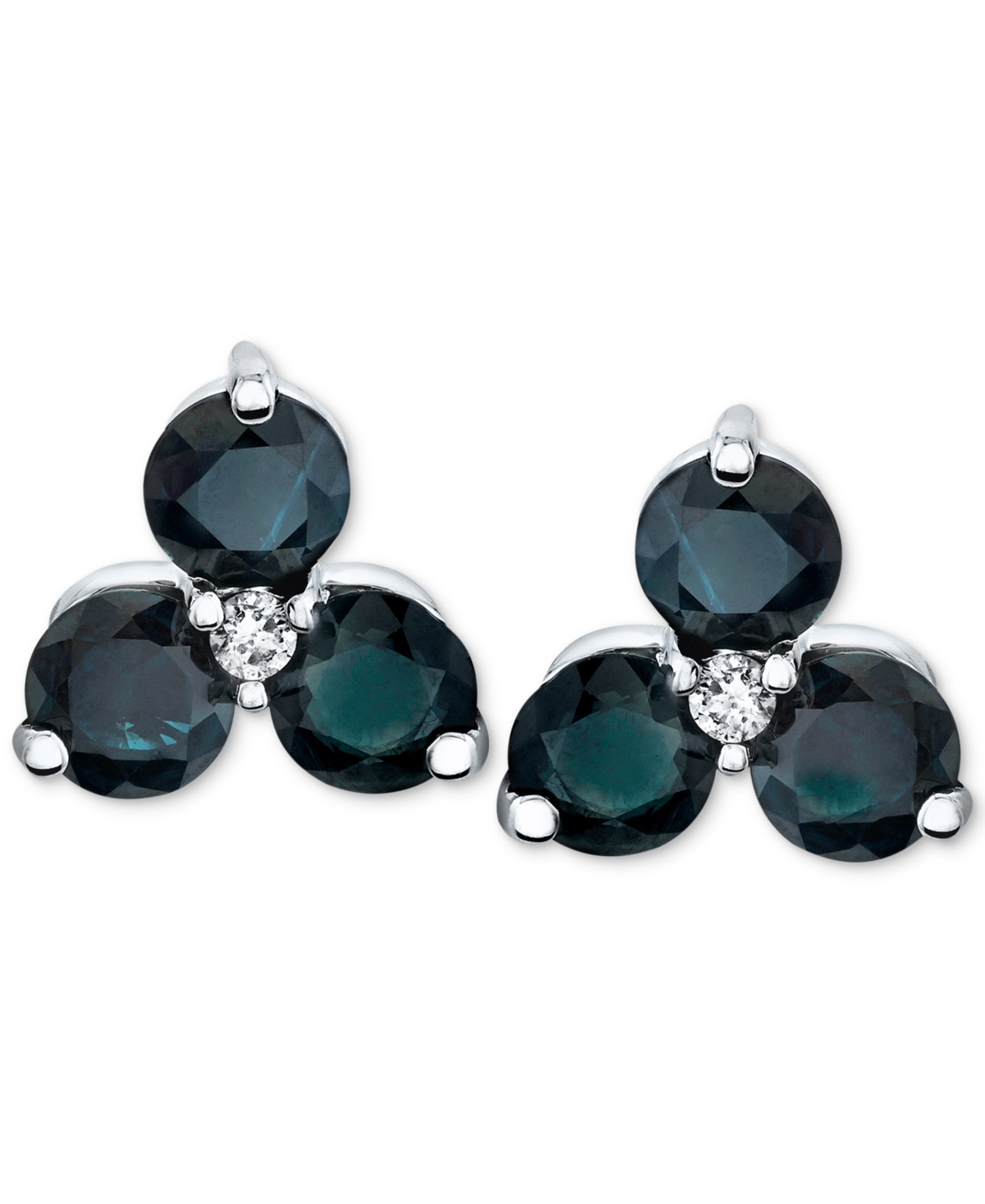 (2-3/8 ct. t.w.) & Diamond (1/20 ct. t.w.) Stud Earrings in 14k White Gold - Sapphire