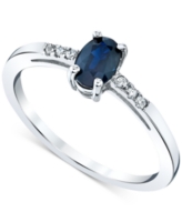 Sapphire (3/4 ct. t.w.) & Diamond (1/20 ct. t.w.) Ring in 14k White Gold - Sapphire