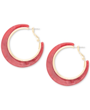 image of Style & Co Gold-Tone Red Hoop Earrings, Created for Macy-s
