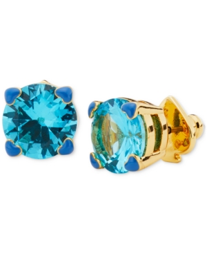 image of Kate Spade New York Gold-Tone 4-Heart Prong Blue Crystal Stud Earrings