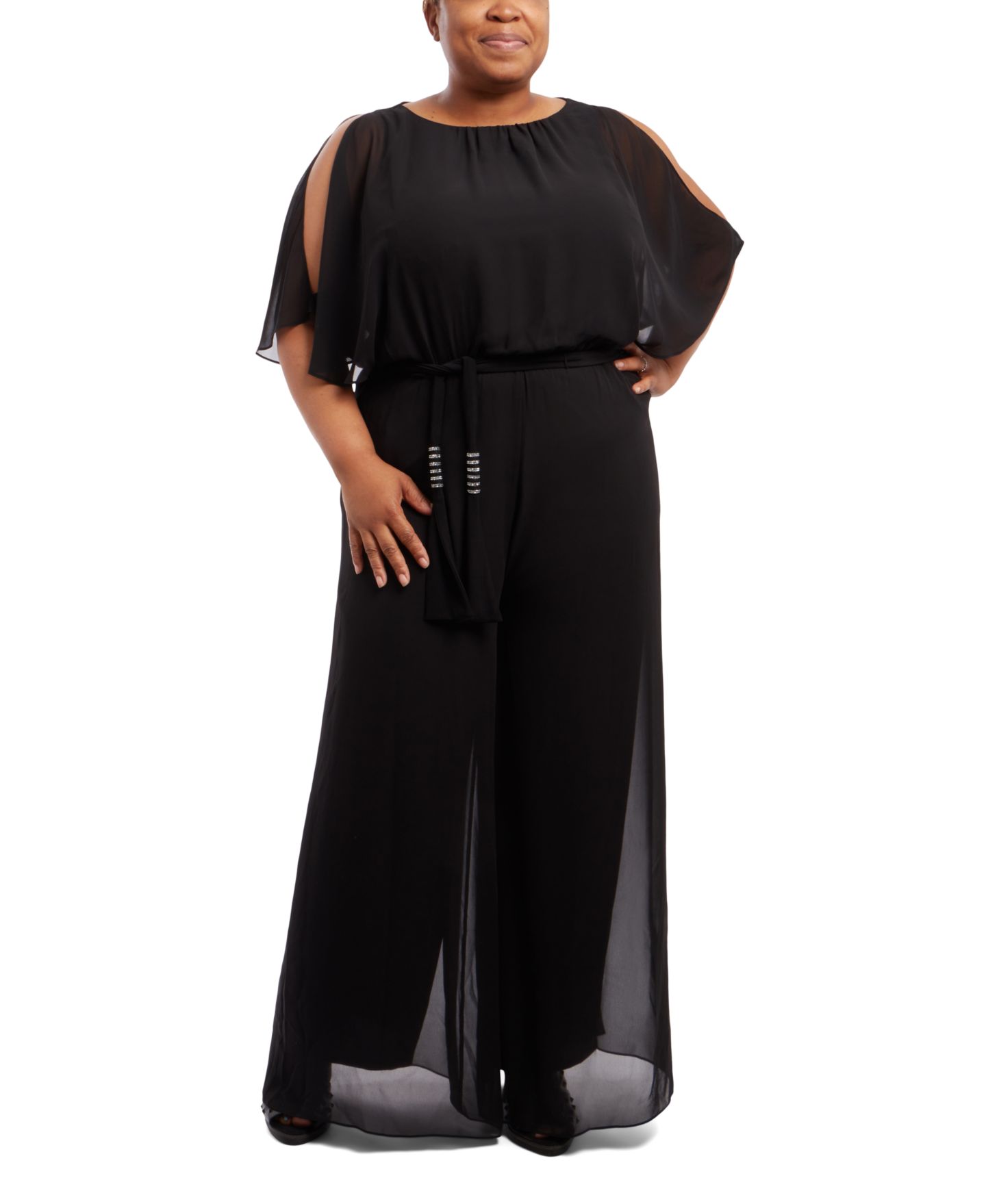 Женский комбинезон MSK Cold-Shoulder Wide-Leg Jumpsuit, цвет: Чёрный — фото 2