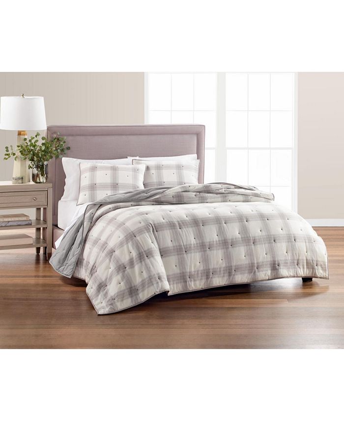 Martha Stewart Collection Tufted Plaid Full/Queen Quilt, Created for Macy's Macy's
