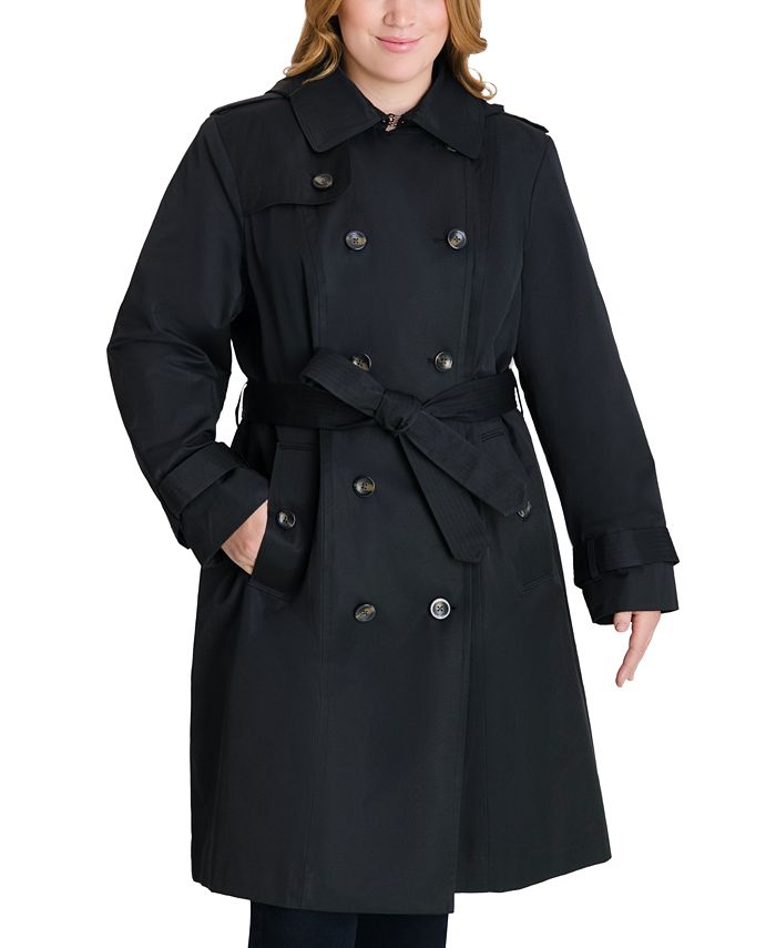 London Fog Plus Size Hooded Belted Trench Coat, Created for Macy's - Macy's