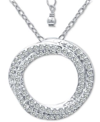 Cubic Zirconia Twisted Circle 16" Pendant Necklace, Created for Macy's