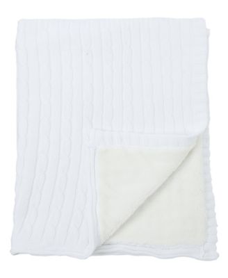 Baby Boys and Girls Cable Knit Sherpa Blanket