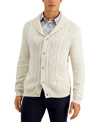 Tasso Elba Men's Chunky Shawl-Collar Cardigan Sweater, Created for Macy ...
