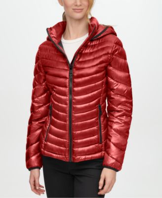 calvin klein red puffer coat