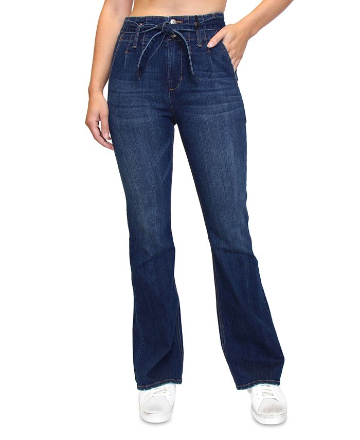 Tie waist flare jeans clearance