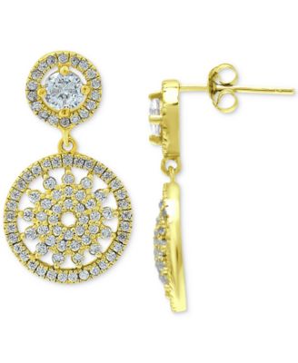 Cubic Zirconia Medallion Drop Earrings, Created for Macy's