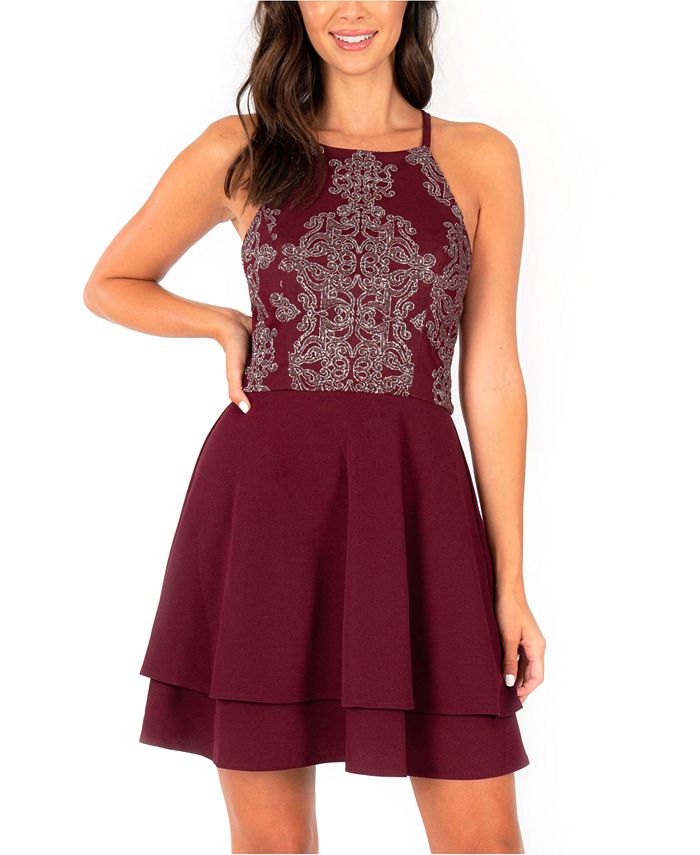 Speechless Juniors' Embellished DoubleLayer Halter Dress Macy's